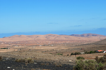 Mountainous landscape from the center of the Canary Island Spanish Fuerteventura