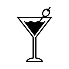 cup with cocktail drink and olive line style icon