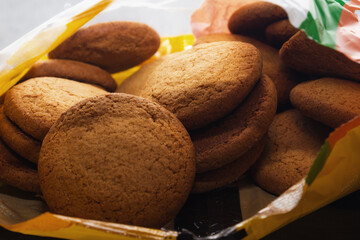 Homemade oatmeal cookie on the wooden background