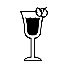 cup with cocktail drink and cherries line style icon