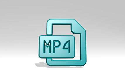 video file mp from a perspective with the shadow. A thick sculpture made of metallic materials of 3D rendering. illustration and background