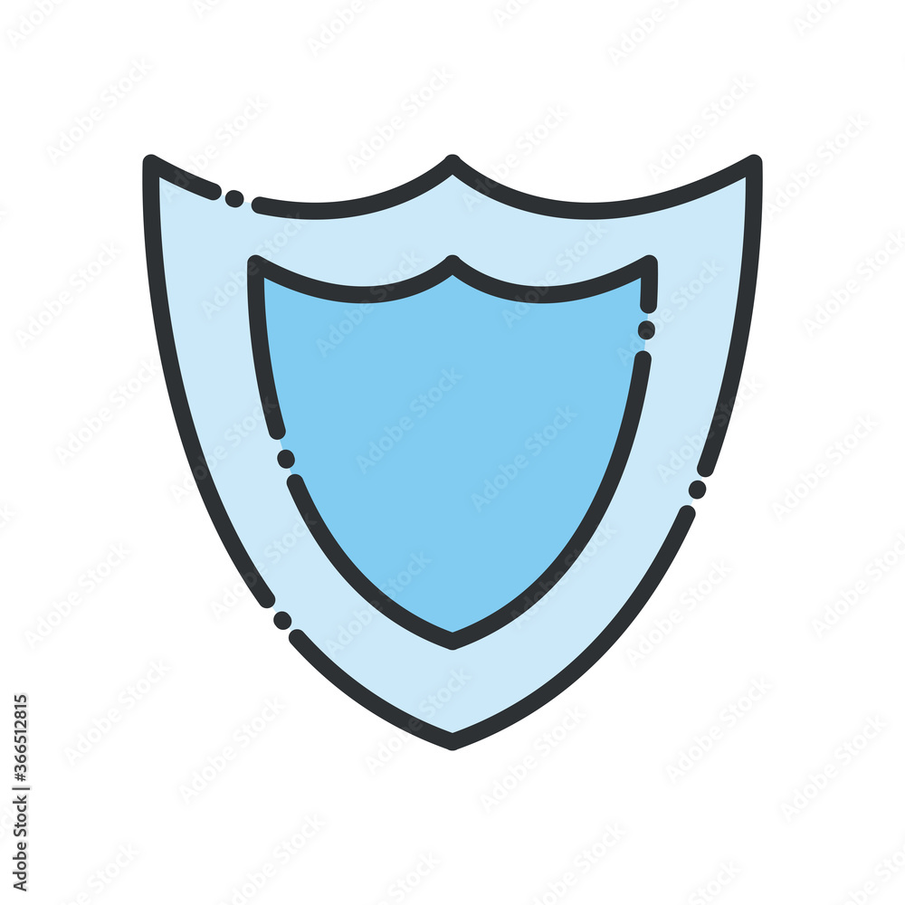 Poster shield line and fill style icon vector design