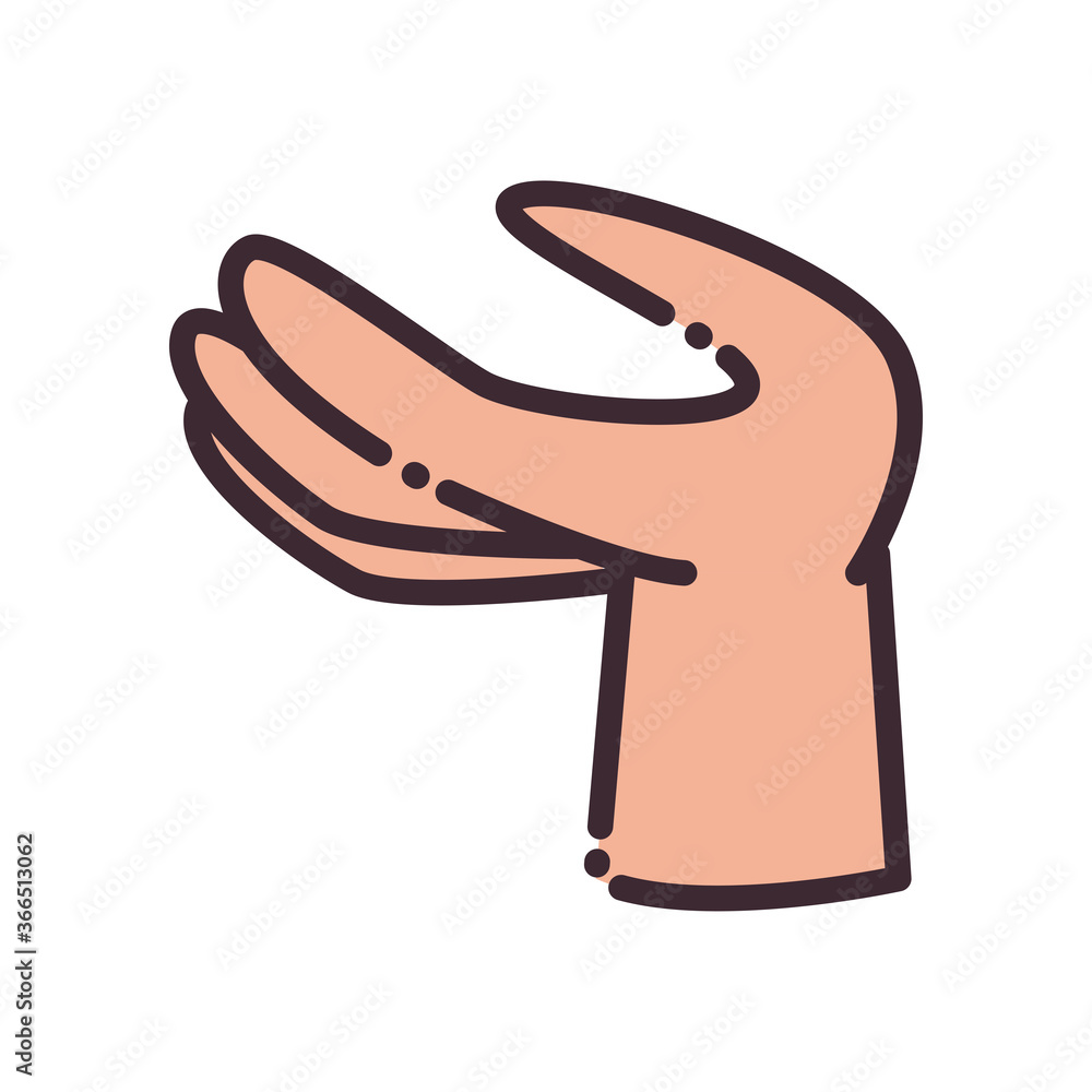 Poster open gesture with hand line and fill style icon vector design