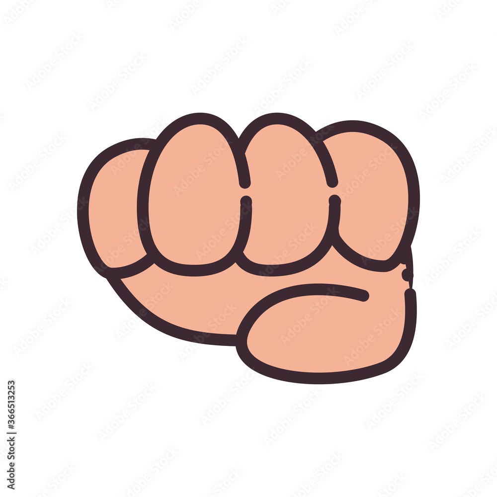 Poster fist gesture with hand line and fill style icon vector design