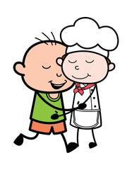 Cartoon Bald Boy Giving a Hug