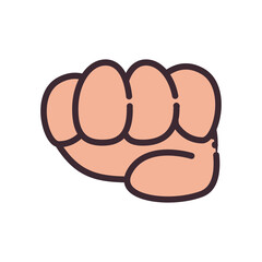fist gesture with hand line and fill style icon vector design