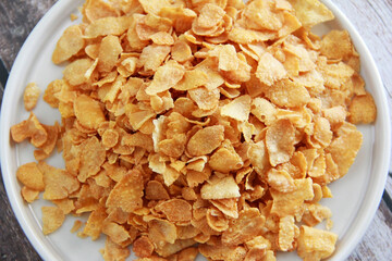 dry Breakfast cereals muesli in decorative plate