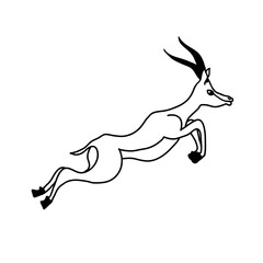 Jumping antelope vector illustration. Gazelle line drawing.