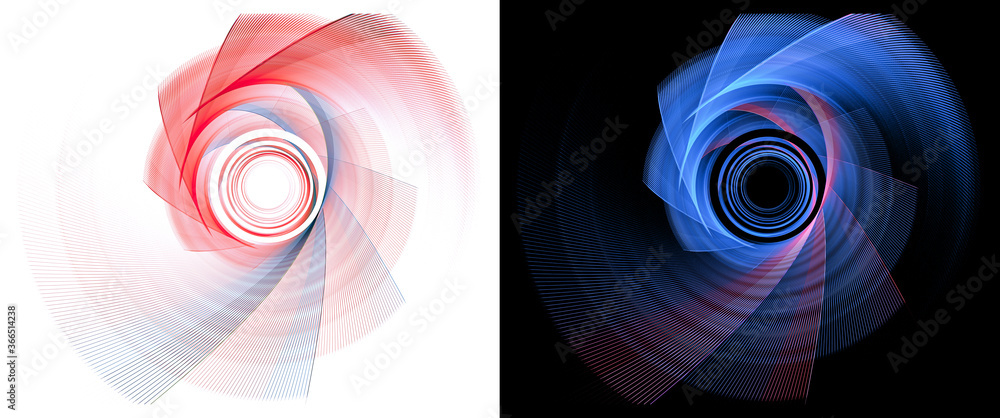 Poster the propeller blades rotate in one direction and create a beautiful pattern. a set of graphic design