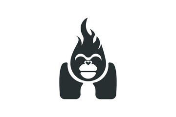 illustration of gorilla animals with monochrome style suitable for icons and logos © NLOGIC