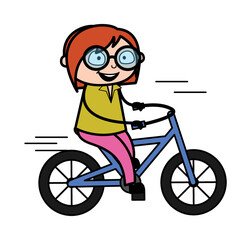 Cartoon Teacher Riding bicycle