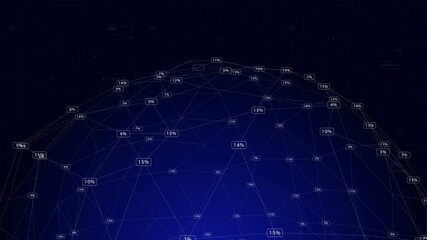 HUD technological background.Global connection.Percentage from 0 to 100 percent.Globe lines connecting people digital infographic. - Powered by Adobe