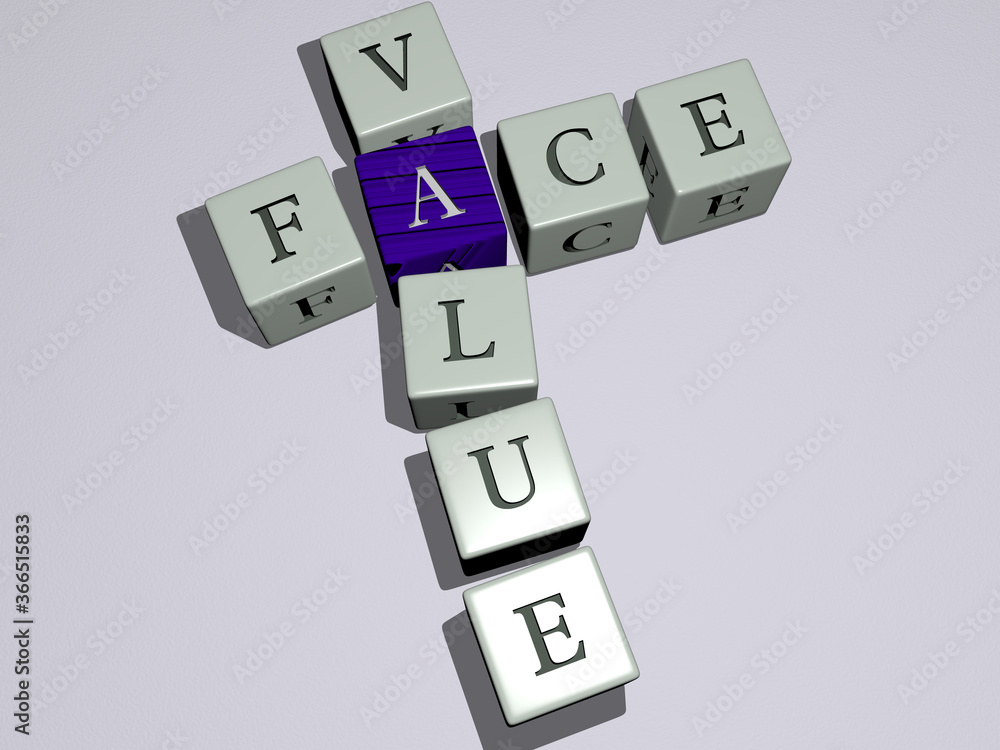 Poster combination of face value built by cubic letters from the top perspective, excellent for the concept