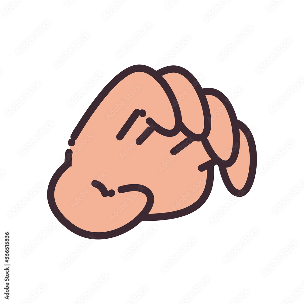 Aufkleber gesture with hand line and fill style icon vector design
