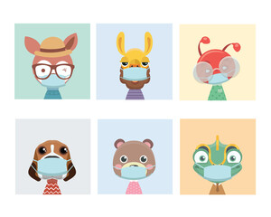 Face mask cartoon animal illustration.