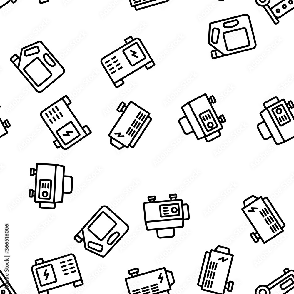 Poster portable generator vector seamless pattern thin line illustration