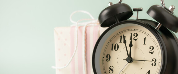 Retro style alarm clock and gift box