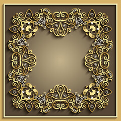 Abstract vector ornamental nature vintage frame.