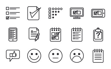 Questionary line style icon set vector design