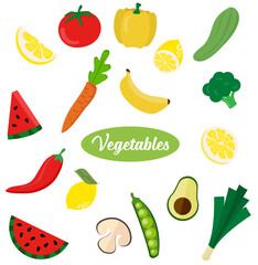  vegetables Flat Style Vector white background