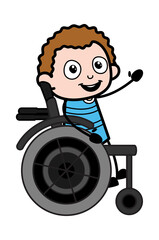 Cartoon Kid on Wheel Chair