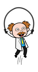 Cartoon Scientist Skipping Rope