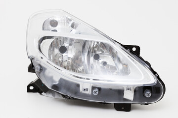 car spare part headlights on white background