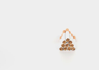 stack of cigarette on white background.