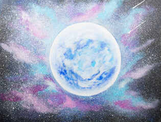 Obraz na płótnie Canvas Moon on the stary sky background