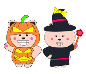 Pumpkin and witch Bear