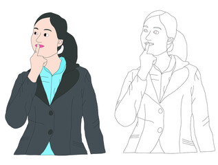 Business Woman in Thinking action