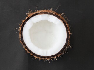 coconut on a black background