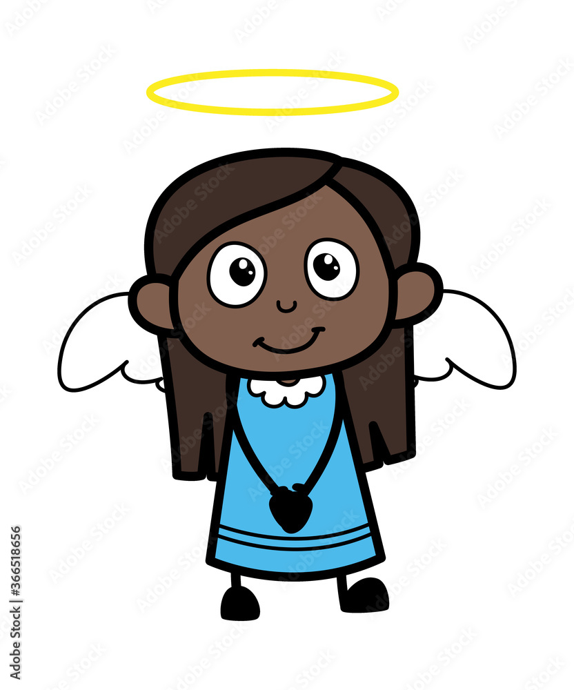 Canvas Prints Cartoon Black Girl in Angel Costume