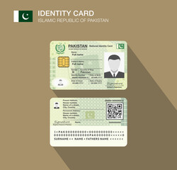 Pakistan's national identity card. Flat vector illustration template. - obrazy, fototapety, plakaty