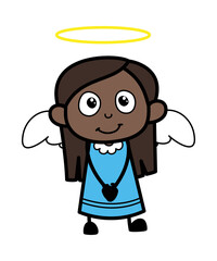 Cartoon Black Girl in Angel Costume