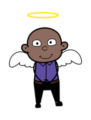 Cartoon Bald Black Man in Angel Costume
