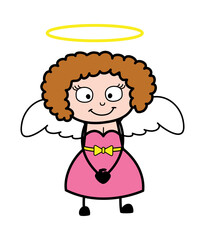 Cartoon Young Lady in Angel Costume