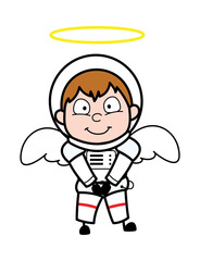 Cartoon Astronaut in Angel Costume