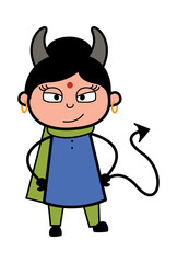 Evil Cartoon Indian Lady as Devil