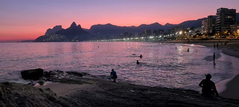 Arpoador sunset at Ipanema beach.