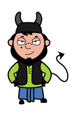 Obraz premium Evil Cartoon Muslim Man as Devil