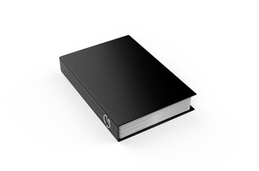 Black clean office binder mockup template on isolated white background, 3d illustration