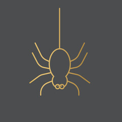 funny golden spider icon- vector illustration