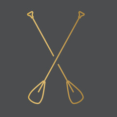 golden SUP paddle board oars icon- vector illustration