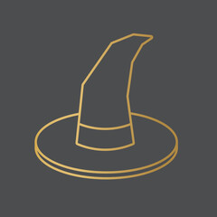 golden witch hat icon- vector illustration