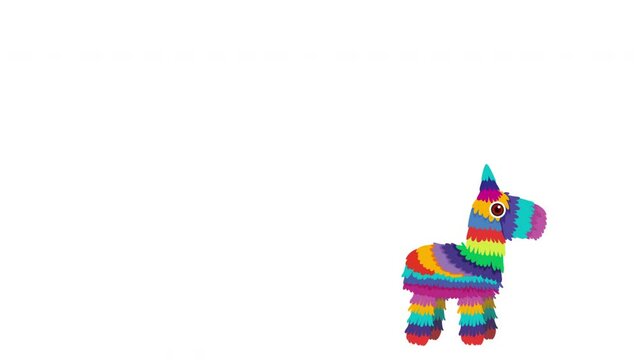 Cute cartoon unicorn standing isolated on white background in 4k animation.