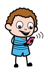 Cartoon Kid Watching Smartphone