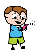 Cartoon Teen Boy Watching Smartphone