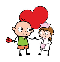 Cartoon Bald Boy in Love