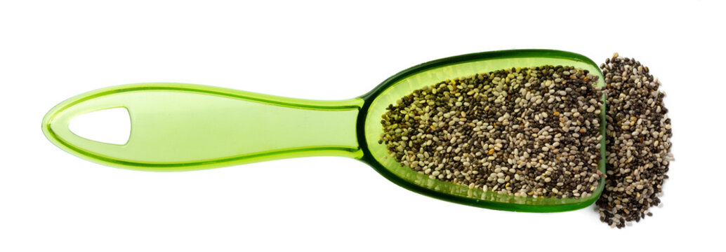 Spoom with chia seeds isolated on white
